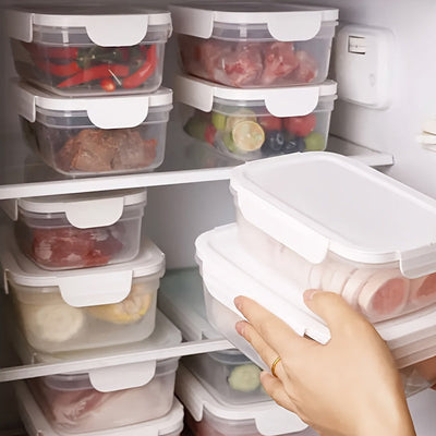 6 Piezas de Recipientes para Refrigerador 850ml/1400ml, ¡Ideales para Cocina y Conservación de Alimentos al Aire Libre! Diseño Apilable y Antiderrames, Seguros para Microondas
