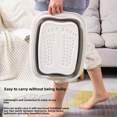Baño de pies plegable y portátil con asa - Ahorro de espacio, plástico de alta calidad, diseño ergonómico para uso doméstico, promueve la circulación sanguínea y la relajación, no necesita electricidad, baño portátil, diseño compacto, material duradero