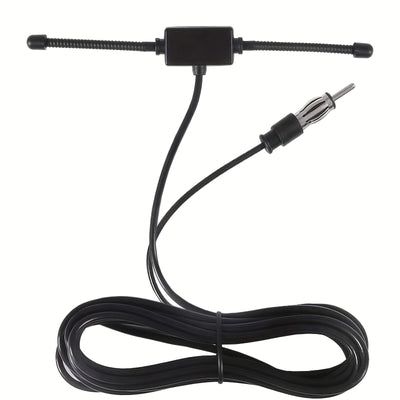 Antena Dipolar Universal para Estéreo de Coche AM FM, Antena Adhesiva Oculta para Radio AM FM en Vehículos Camión SUV con Cable de 3.05 Metros y Conector DIN (Macho)