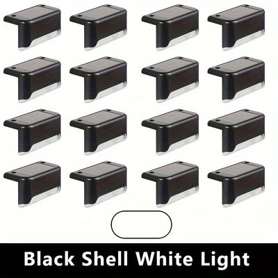 Conjunto de 16 Luces Solares para Escalones con Detector de Luz, Iluminación Exterior para Escaleras y Terrazas, Perfecto para Jardín, Porche y Decoración de Bodas