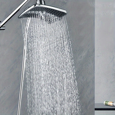 Experiencia refrescante] Cabezal de ducha multifunción de alta presión con 3 modos ajustables: lluvia, lluvia turbo y chorro de masaje - Diseño rectangular para montar en la pared, accesorios para ducha