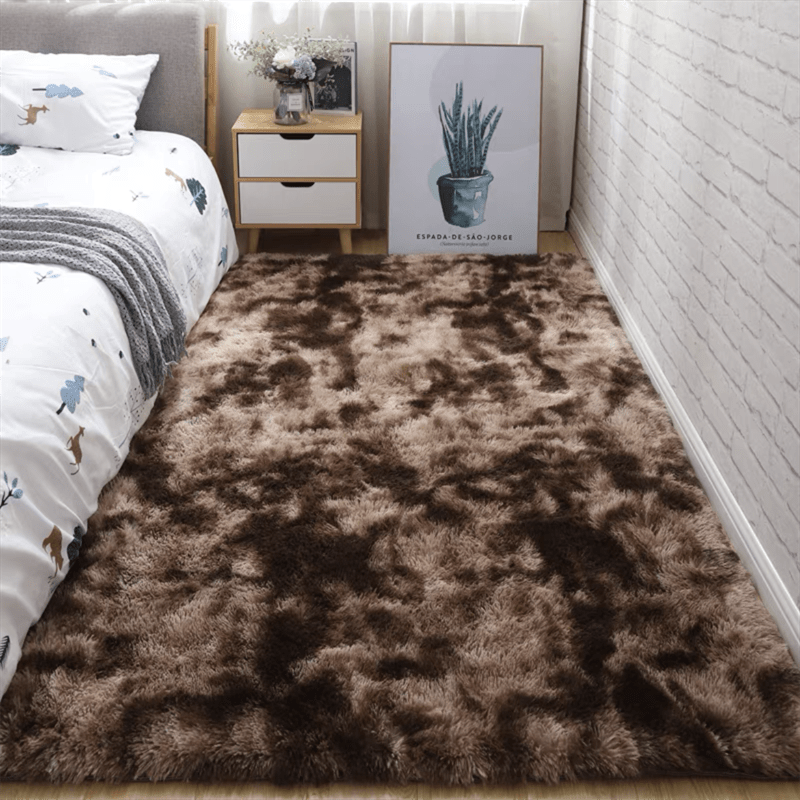 Alfombra de felpa suave y lujosa de poliéster, efecto tie-dye, diseño con degradado de gris a negro, ideal para decoración de dormitorio y sala, solo lavado a mano, cubrepiso para dormitorio, alfombra moderna de felpa, alfombra mullida para áreas, tapete