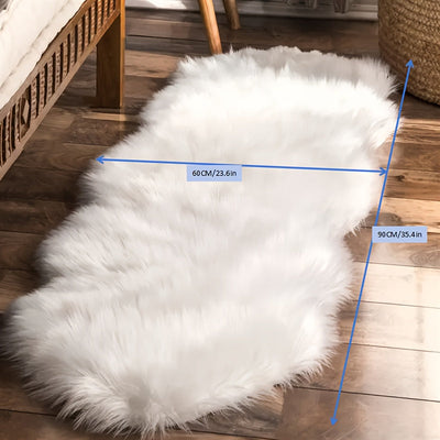 Alfombra de peluche blanco, suave, lavable, para dormitorio o sala, forma irregular, decoración hogareña acogedora y elegante, decoración para sala, cubrepiso con textura tejida, tapetes para sala