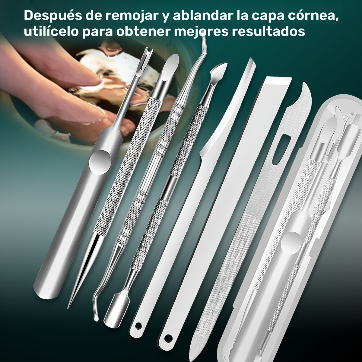 Kit de cuidado de uñas de acero inoxidable, 7 piezas: juego de cortacutículas de precisión y cortador de callosidades, sin aroma, incluye lima y limpiador de uñas, regalo perfecto para mujeres, piel muerta, regalos para el Día de la Madre, personas mayor