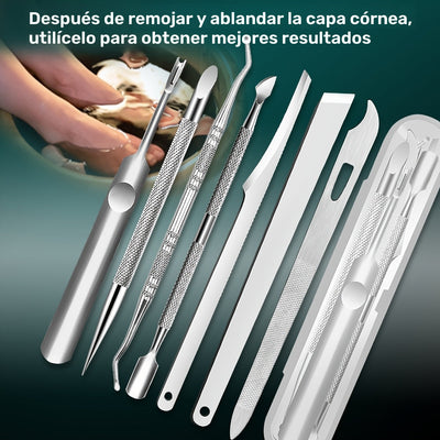 Kit de cuidado de uñas de acero inoxidable, 7 piezas: juego de cortacutículas de precisión y cortador de callosidades, sin aroma, incluye lima y limpiador de uñas, regalo perfecto para mujeres, piel muerta, regalos para el Día de la Madre, personas mayor