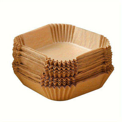 Papel de horno para freidora de aire de 50 unidades para hornear, asar y microondas - No adherente, hojas individuales fáciles de limpiar - Adecuado para uso comercial y doméstico, Material: Papel, Forma del artículo: Hoja individual