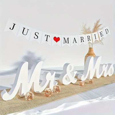 Encanto Romántico: Elegantes Letreros de Madera Blancos para Señor y Señora en Bodas - Decoración de Mesa con Letras Elegantes para Fiestas, Cenas o Exhibición en la Pared del Hogar, Perfectos para Celebraciones de Bodas, Decoración de Mesa de Boda | Let