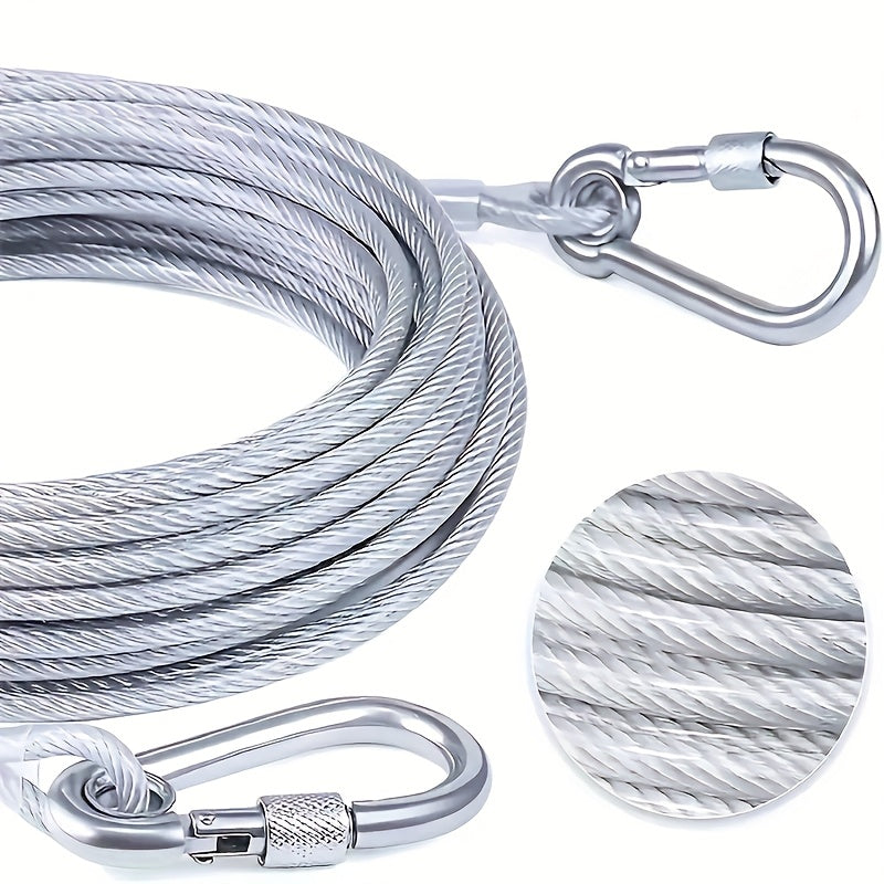 1 Juego, Línea de ropa de acero inoxidable con cable de acero duradero - Resistente a mordeduras, portátil, ideal para lavado en interiores/exterior, accesorios de camping, baños y dormitorios, equipo de camping | Línea de ropa moderna | Construcción dur