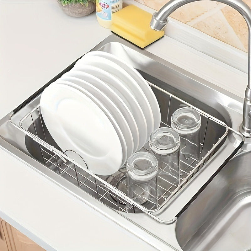 1 pieza de filtro telescópico ajustable para fregadero con brazo extensible - escurridor plegable, sin batería, accesorio moderno para cocina | soporte para platos | filtro y escurridero ajustable