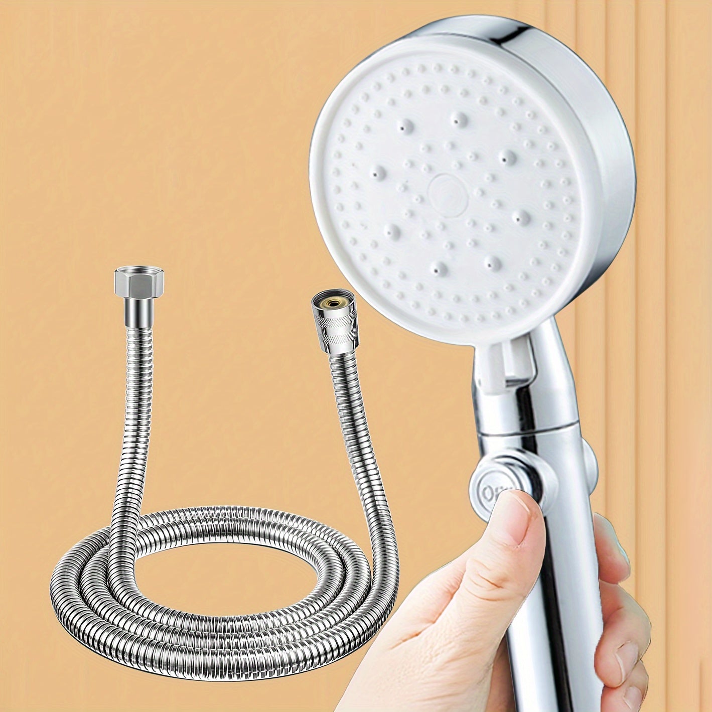 Nuevo Llave de Parada de Agua Plateada de Cinco Velocidades: Cabezal de Ducha con Filtro Presurizado, Calentador de Agua de Ducha, Agua Purificada para el Hogar, Set de Belleza de Descloración, Estilo Clásico