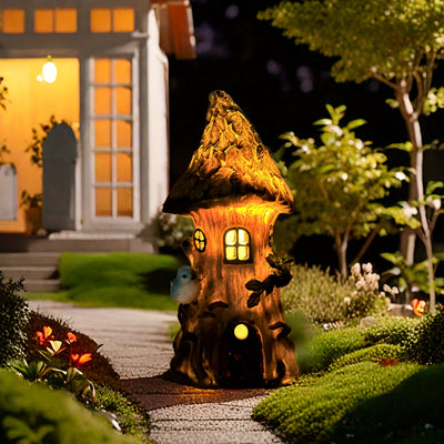 [1pc Casa de Pájaro con Energía Solar] 1pc XXOASIS Casa de Pájaro con Energía Solar de Resina, Luz LED para Jardín, Color Único, Sin Flash, Energía Solar Pura, 36V, Ideal para Patio, Césped, Estanque, Balcón, Alféizar de la Ventana, Mesa, Decoración Fest