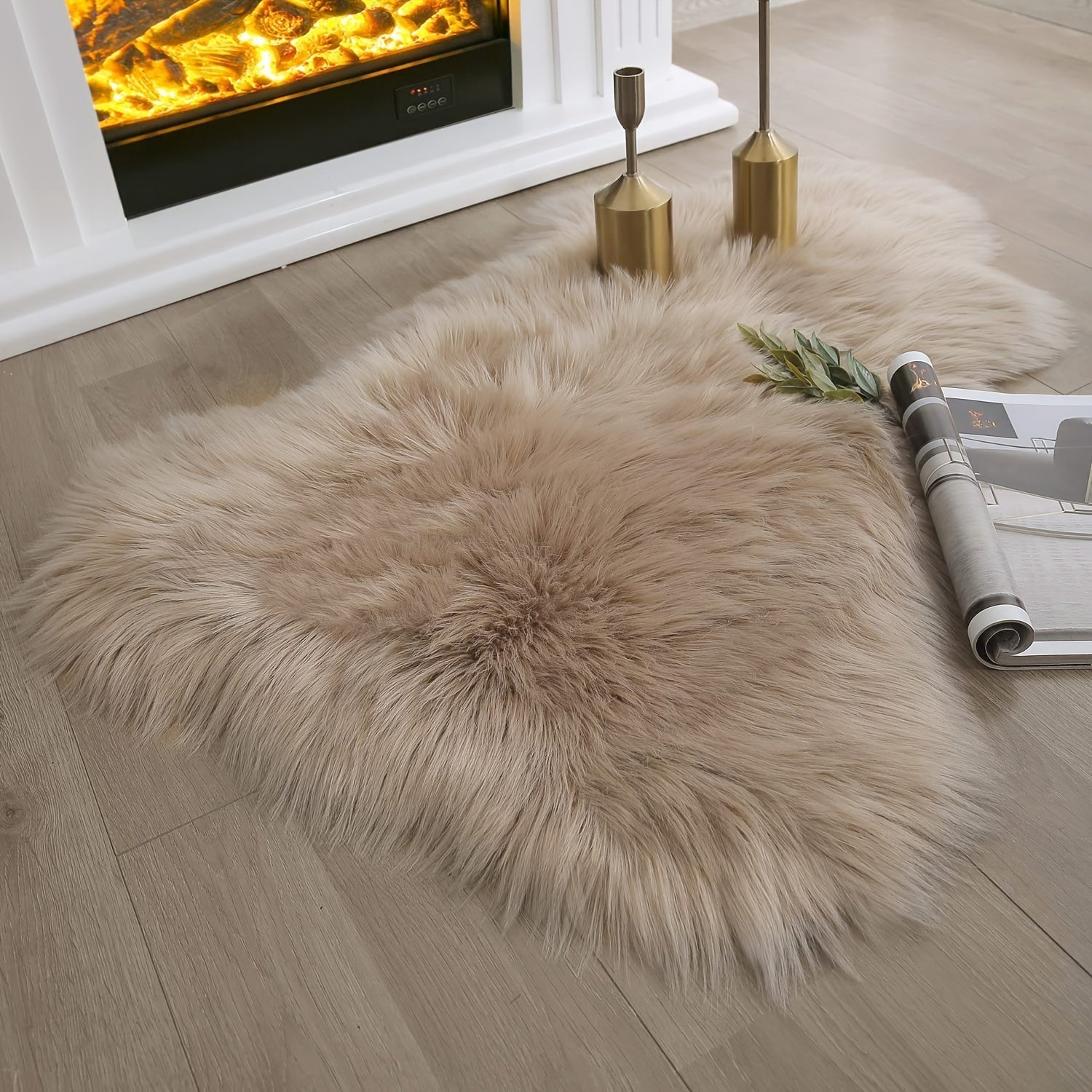 1pc Alfombra De Color Sólido, Forma Irregular, Suave Y Esponjosa, Y Ligera, Lavable A Máquina, Para Decoración Navideña Del Hogar En La Sala De Estar Y El Dormitorio