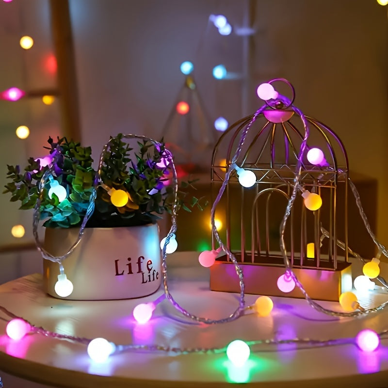 1pc Luces de Bola LED Escarchadas - Luces Navideñas Multicolores para Decoración del Hogar y Exteriores, Funcionan con Pilas AA, Ideales para Campamentos, Parques y Patios, Luces de Cadena para Exteriores