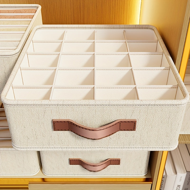 Organizador de Cajón Plegable Beige de 1 Pieza con Asas Doradas Rosa - Contenedor de Almacenamiento de Tela Apilable para Calcetines, Ropa Interior, Sujetadores, Corbatas y Accesorios - Solución de Organización de Armario Contemporánea, Organizadores de