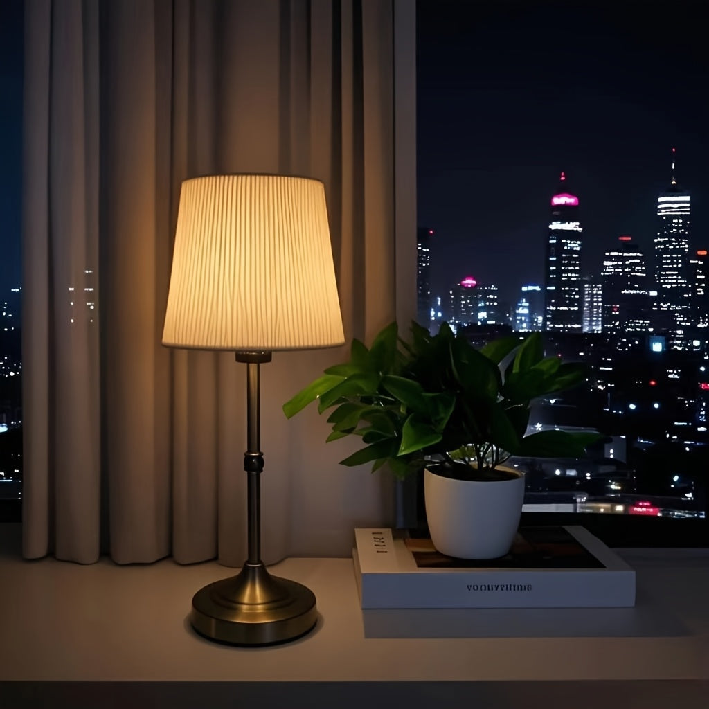 Lámpara de mesa recargable LED con luz ambiental decorativa, retro inalámbrica, alta luminosidad, interruptor táctil, estructura de tela y metal, USB, luz nocturna creativa, capacidad de 5200 mAh, batería de larga duración, colores dorado, plateado y neg