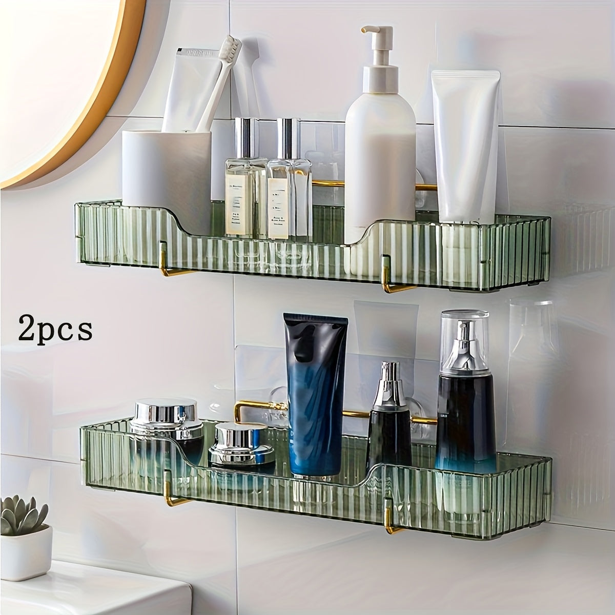 2 Piezas, Estante De Almacenamiento Para Baño Montado En La Pared, Estante Colgante Para Baño, Estante De Ducha Adhesivo Para Ducha Interior, Soporte Para Champú Y Gel De Ducha Para Pared De Ducha, Organizador De Baño, Cesta Para Ducha, Accesorios De Baño