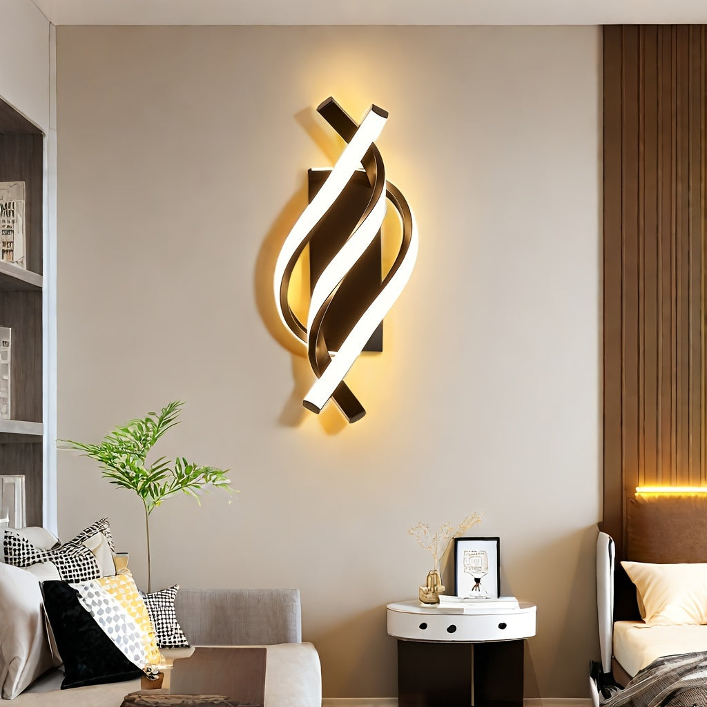 1pc Moderna Lámpara de Pared LED, Fixture de Montaje Semi-Flush de Hierro Fundido con Acabado de Metal Pulido, Iluminación Interior Blanca Cálida de 3000K, Control de Interruptor, Cableado Fijo, No Desmontable, para Dormitorio y Estudio - 110-240V
