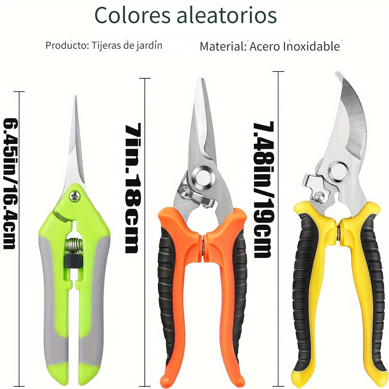 1pcs Tijeras de Podar de Jardín Ergonómicas de Acero Inoxidable - Agarre Antideslizante, Resorte de Alta Tensión para un Corte Eficiente, Recortadoras de Hojas de Metal Modernas