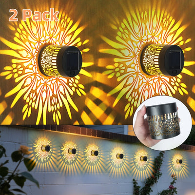 Juego de 2 Faroles Solares para Exteriores - Luces Metálicas IP65 para Paredes, Iluminación Redonda y Brillante con Encendido Automático al Anochecer, Diseño Vintage para Patio o Jardín, Ideal para Puertas y Caminos (IP65)