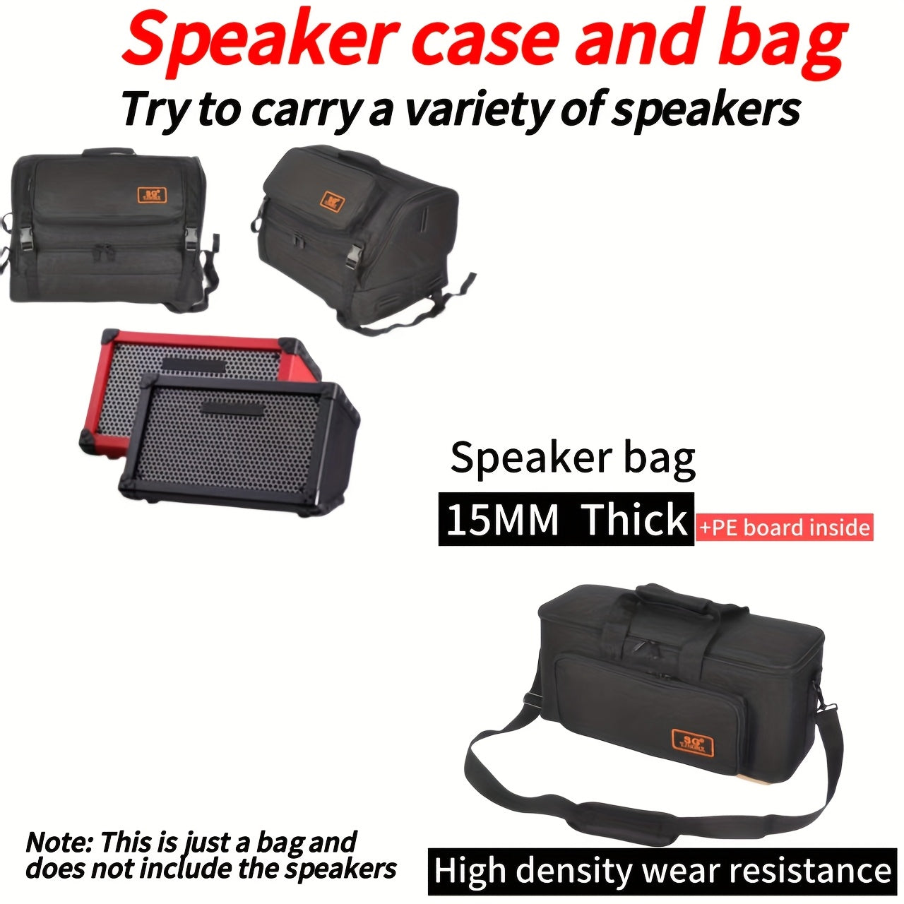Estuche de altavoz SG TJSGRX para la serie EX de Roland, la serie THR de Yamaha y varios altavoces de marcas - Bolsa de almacenamiento protectora portátil con diseño de tablero EPE, negro, almacenamiento de altavoces portátiles, accesorio organizado, mat