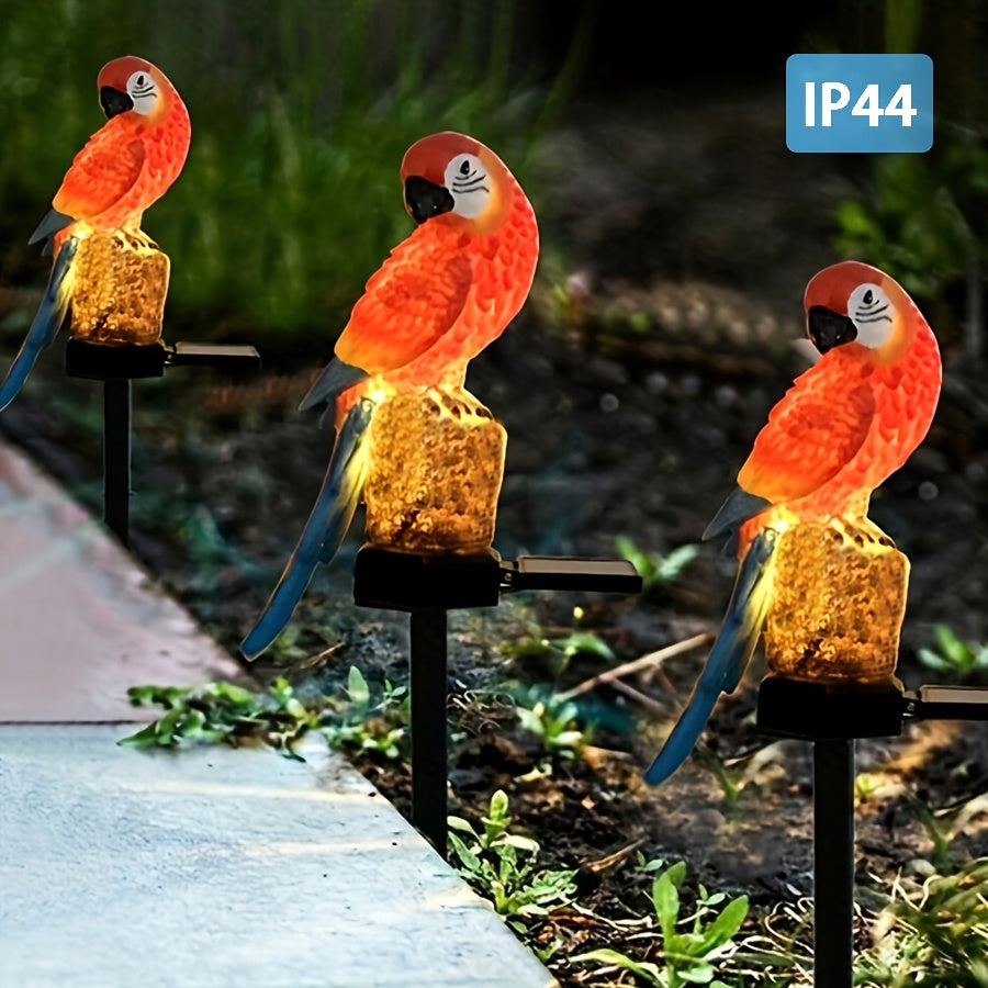 2 piezas de luces de jardín de pavo real de resina alimentadas por energía solar - Luces decorativas LED para exteriores con sensor de movimiento, montaje semienterrado para césped y patio, diseño vibrante de pavo real rojo y azul, decoraciones solares p