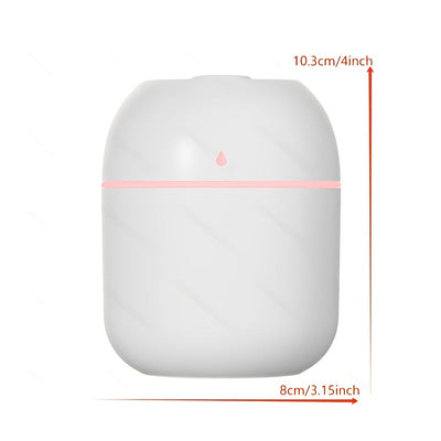 Humidificador ultrasonico portátil mini - Diseño lindo de gotas de agua, neblina nano para escritorio de oficina y hogar, alimentado por USB, blanco con acento rosa, funcionamiento silencioso, amigable para viajes, humidificador de plantas