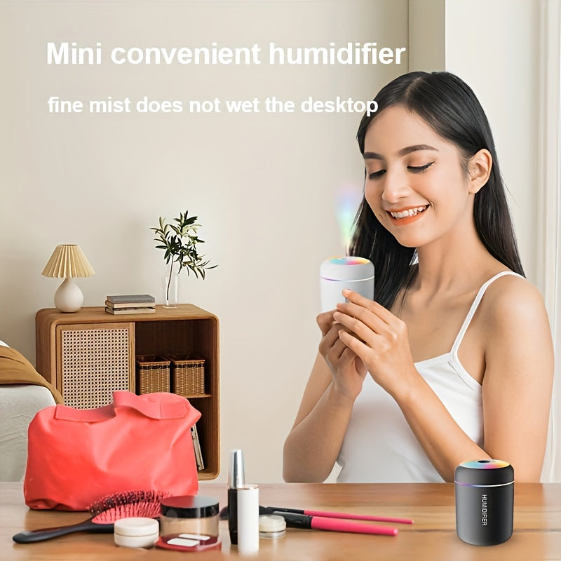 1pc AromaRelax Difusor y Humidificador con Alimentación USB y Luz Nocturna Colorida - Mejora la Calidad del Aire, Promueve la Salud de las Plantas, Ideal para Uso en la Sala de Estar, Difusor de Aire de Escritorio | Humidificador Cilíndrico Elegante | Di