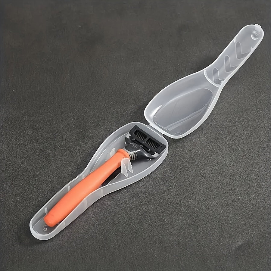1pieza Estuche de afeitar de viaje elegante, transparente y protector, solo lavado a mano, no se permite limpieza en seco, colores negro y transparente, material de plástico, no requiere fuente de alimentación, no hay impresión, no pintura de borde