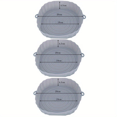 3 piezas de fundas de silicona para freidor de aire de 7,09 pulgadas - bandejas y cestas de horneado no adhesivas reutilizables, fáciles de limpiar - accesorios de cocina saludables para horno, freidor de aire y horneado, accesorios de freidor de aire