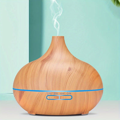 1pc Difusor de Aromaterapia de Tecnología Soundwave de Gran Capacidad de 550ml con Diseño de Grano de Madera Realista, Alimentado por USB - Perfecto para Cualquier Habitación