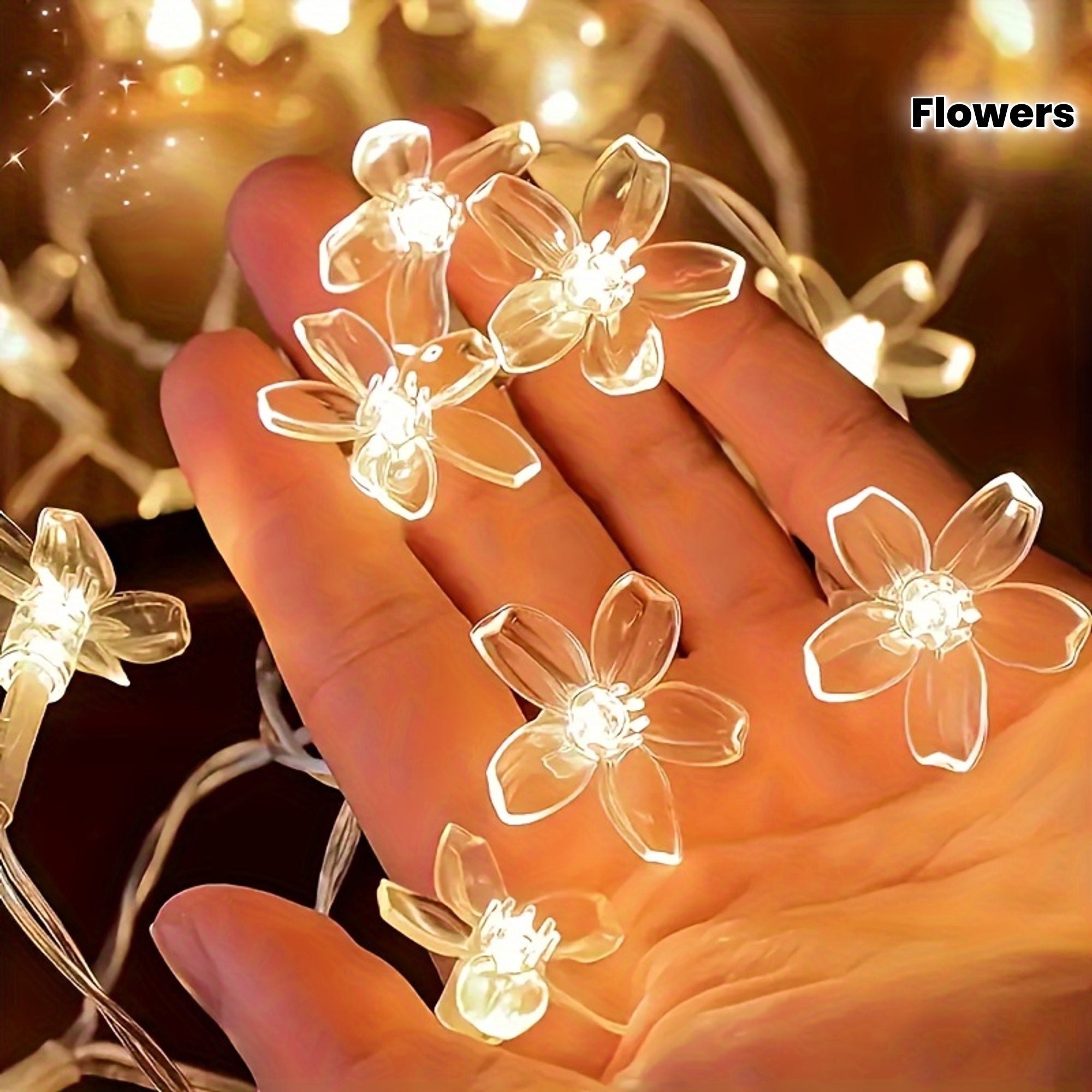 Luces de hada de flor de cerezo, 1 cadena, operadas por batería, flor de LED amarilla, eficientes en energía, de plástico, para hogar jardín, boda, vacaciones, Navidad, fiesta, decoración de campamento al aire libre, control de interruptor, sin mando a d