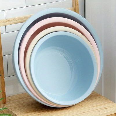 Fregadero de plástico duradero de gran tamaño - Diseño clásico redondo, no necesita electricidad, bañera portátil para adultos, lavado de cara, remojo de pies, uso en dormitorios y hogares, lavadora, remojo en casa, bañera redonda clásica, material fácil