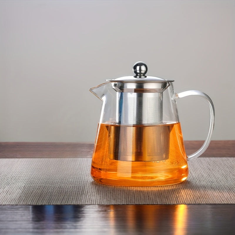1 pieza de tetera de vidrio engrosado, 18.6oz/25.3oz/32oz/44oz, diseño floral resistente al calor, con filtro de acero inoxidable, apto para lavavajillas, perfecto para la elaboración de té en casa.