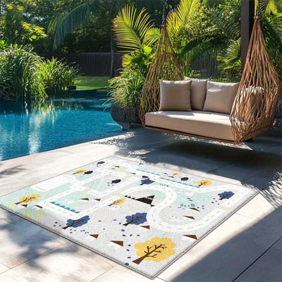 Estera floral de estilo terciopelo con diseño de cuernos de estrella - Suave, duradera, lavable a máquina, con respaldo antideslizante, base azul y marco floral dorado, ideal para uso interior/exterior, perfecta para decorar el salón o la terraza, alfomb