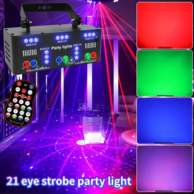 1 pza. caja de luces multicolor con 21 ojos, para fiestas, cumpleaños, bodas, KTV, bares, discotecas, reuniones familiares, ambiente lleno de estrellas, decoración para Navidad y Halloween