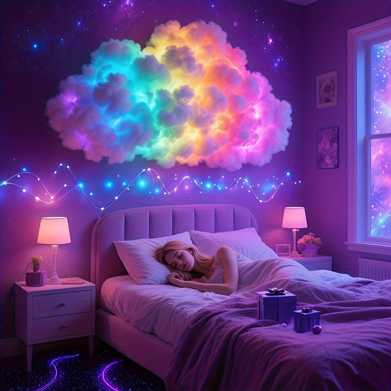 BINDLAN Luz LED RGB Inteligente con Sincronización Musical, Luces de Fiesta Cambiantes de Color, Luz Ambiental USB para Dormitorio y Sala de Juegos - Compatible con Control Remoto PC/Telefono, Iluminación Decorativa para Ambiente, Atmósfera Soñadora, Sol