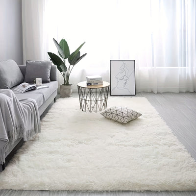 Alfombra de Pelo Ultra Suave, Alfombra de Sala Grande Blanca, Alfombra de Pelo No Deslizante, Alfombra de Lana para Sala de Estar Dormitorio Sala de Juegos Dormitorio Alfombra, Decoración de Habitación para Adolescentes, Decoración de Habitación