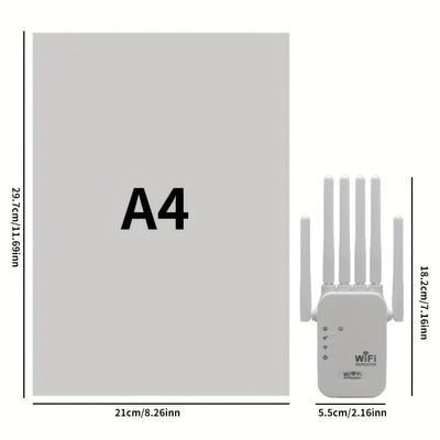 Amplificador de WiFi Estándar EE. UU., Repetidor Compatible con WIFI6, Cobertura 360° hasta 11,000 pies cuadrados, Soporta Más de 35 Dispositivos, Configuración Fácil en un Clic con Puerto Ethernet y 6 Antenas