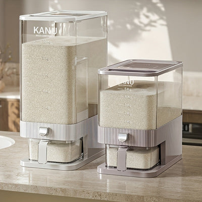 Envase hermético para alimentos de gran capacidad, dispensador de arroz con taza medidora, tarro sellado de 11.34 kg, cubeta para arroz con presión, hermético y resistente a la humedad, contenedor doméstico para arroz, harina y granos varios, plástico