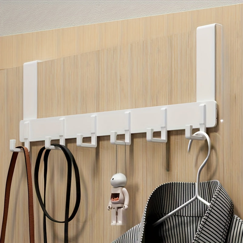 1pc Colgador de Puerta Estiloso con 6 Ganchos - Instalación Fácil Sin Taladro, Acabado Elegante, Organizador Montado en la Puerta para Entrada, Dormitorio o Armario - Soporte Multiusos Duradero, Accesorio Moderno para el Hogar, Ahorra Espacio