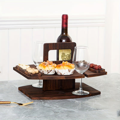 Estante de almacenamiento de madera de varios niveles - Mesa de picnic portátil al aire libre con base de madera sólida, perfecta para alimentos, vino y accesorios - Ideal para camping, picnics y reuniones, accesorios para picnic