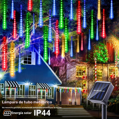 1 pieza de Luz Solar LED de Lluvia Meteórica, Luz para Jardín Exterior, 50.06cm/30.0cm con 8 Tubos para Patio, Paisaje, Barra, Tienda, Calle, Centro Comercial en Acción de Gracias, Navidad, Halloween, Boda, Decoración del Árbol de Navidad, Iluminación Ex