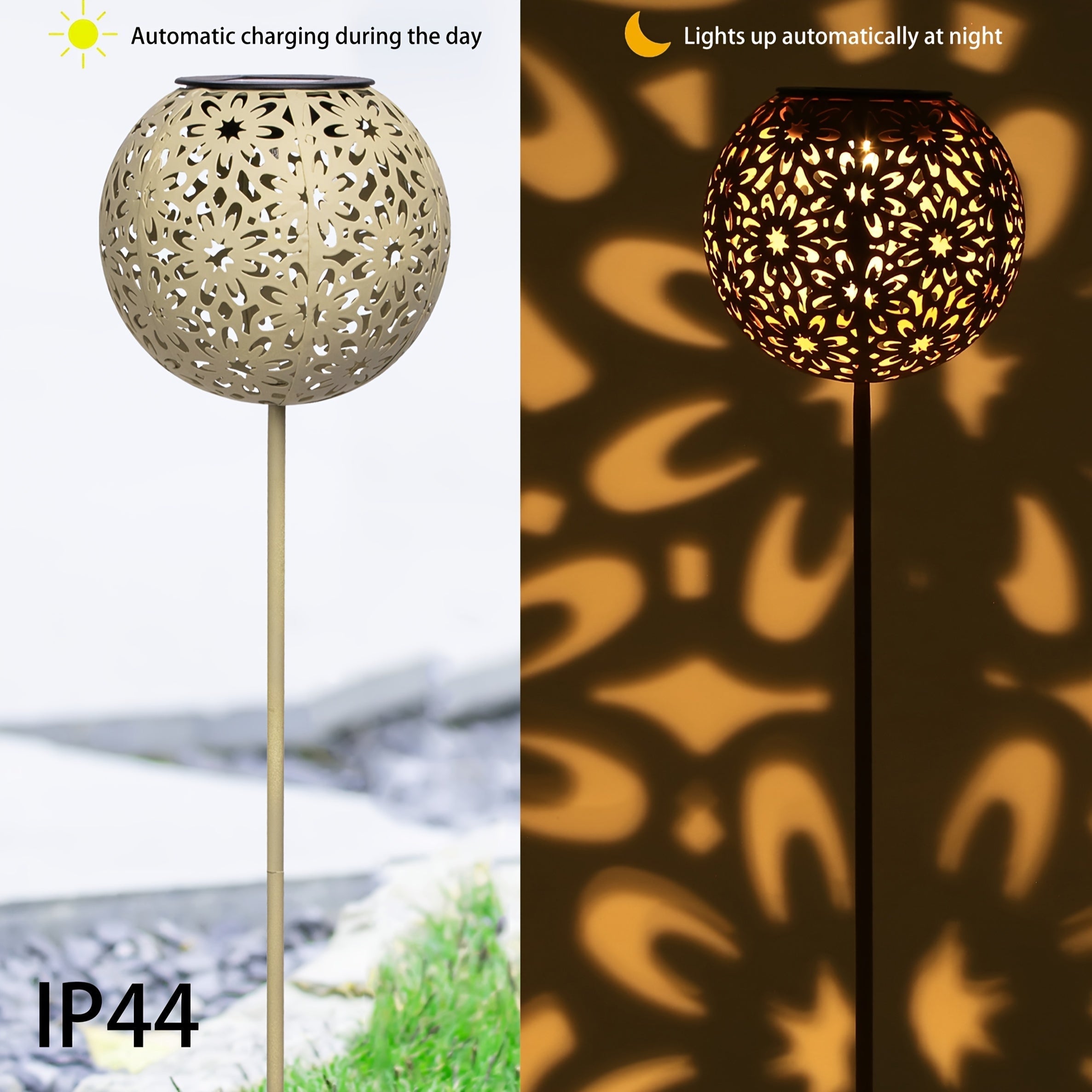 1pc Lámpara de proyección de flores huecas con enchufe de metal solar para suelo, adecuada para jardín, patio, césped, camino, balcón, estanque, decoración navideña, regalos para amigos.