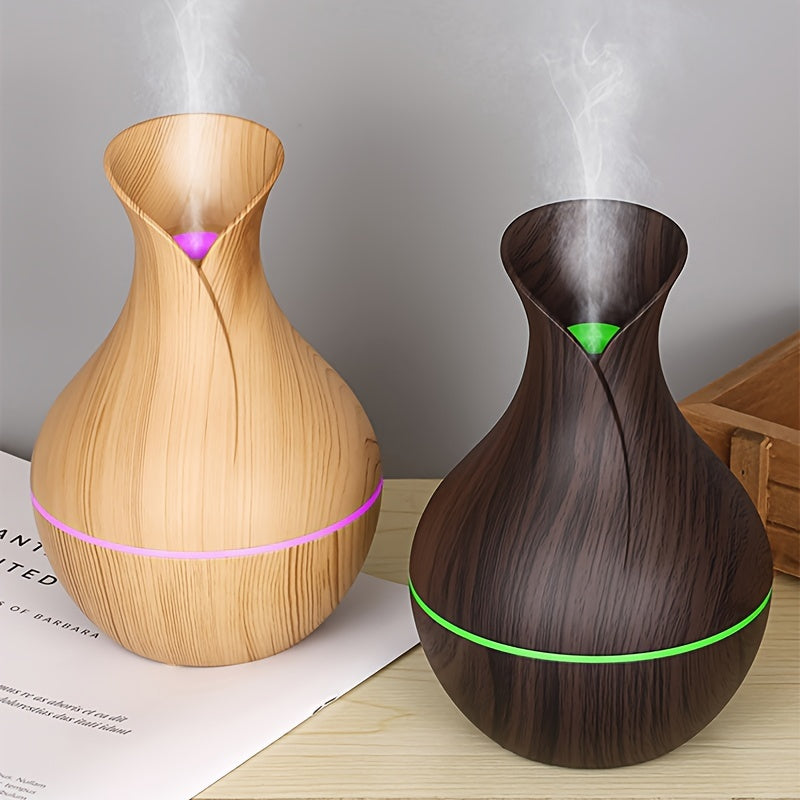 Humidificador ultrasónico USB YAIAWISU con difusor de aceites esenciales, 7 colores LED, niebla fría silenciosa, material de plástico, alimentación por USB para oficina, hogar, dormitorio - Humidificador para una habitación