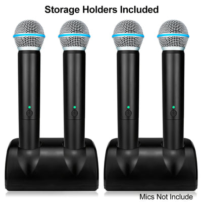 1pc Soporte de micrófono inalámbrico de doble ranura Heikuding, base de almacenamiento de escritorio de plástico para el hogar, fiesta, KTV - Negro