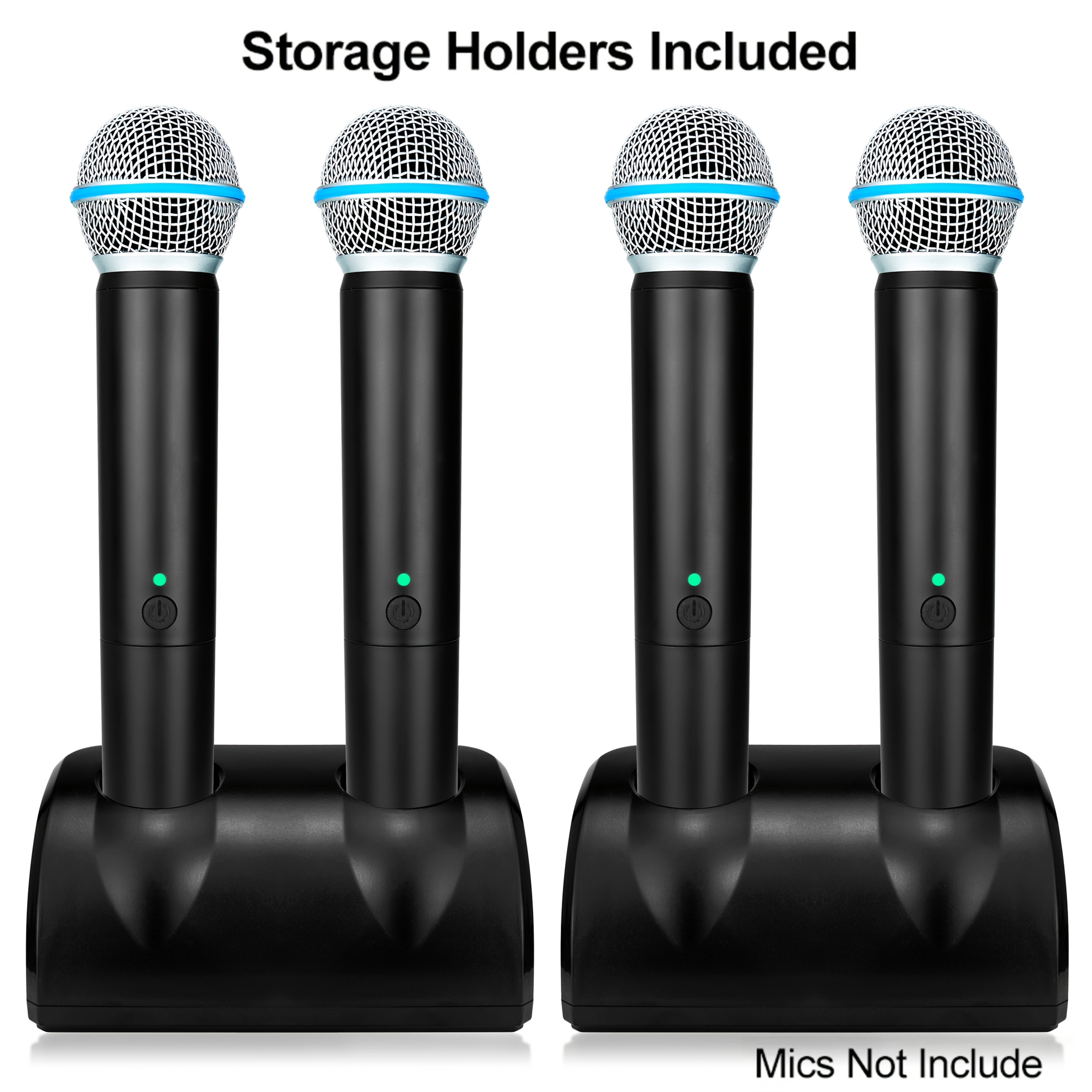 1pc Soporte de micrófono inalámbrico de doble ranura Heikuding, base de almacenamiento de escritorio de plástico para el hogar, fiesta, KTV - Negro