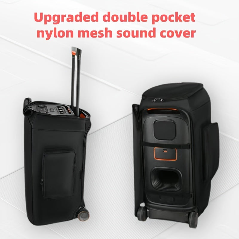 Funda protectora para parlante Jiebao PARTYBOX STAGE 320, diseño de malla encriptada con persianas enrollables en la parte superior y trasera, cierre con doble cremallera, mejorada con doble bolsillo de nailon, cubierta protectora para caja de sonido