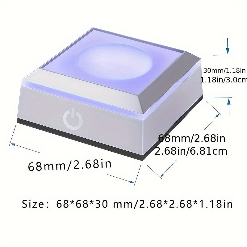 1 base de luz LED alimentada por batería USB o AAA, 3D de cristal, vidrio, acrílico o material transparente, base de exhibición con interruptor táctil sensible que cambia de color, 6,81 x 6,81 x 2,87 pulgadas, estilo Art Deco, patrón geométrico, iluminac