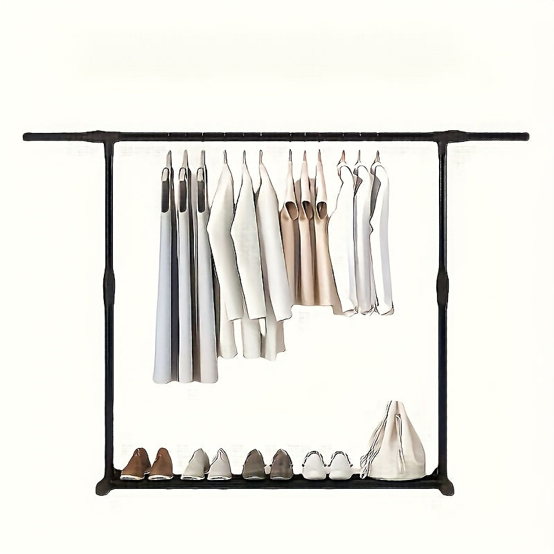 Perchero de Hierro con Ruedas - Organizador Portátil Multiusos para Dormitorio y Residencia, Alta Capacidad de Carga, Diseño Ahorrador de Espacio con Ganchos y Estantes, Expositor Minimalista | Soporte Versátil para 25 Prendas, Secado de Ropa