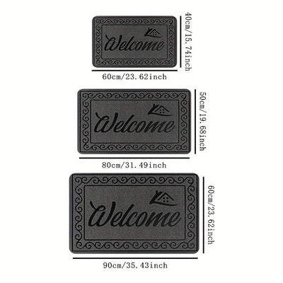 1pieza Alfombrilla de bienvenida duradera - Alfombrilla rectangular de poliéster con respaldo de PVC, lavable en máquina, alfombra de entrada para hogar, oficina, patio, porche y garaje